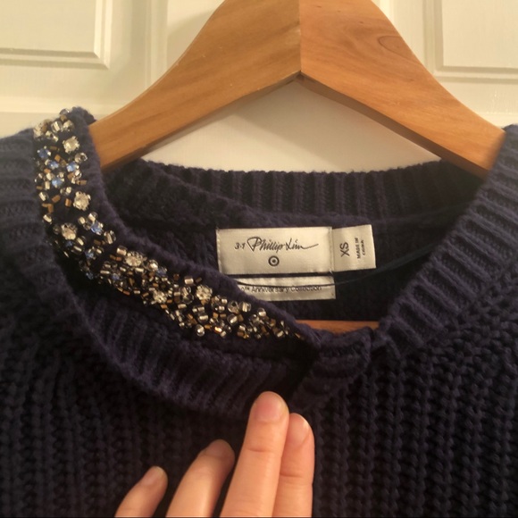 NWOT Phillip Lim for Target navy jeweled sweater - Picture 2 of 4